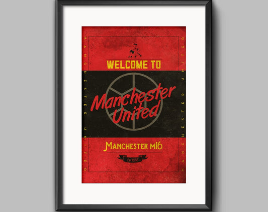 Manchester Utd vintage style poster print