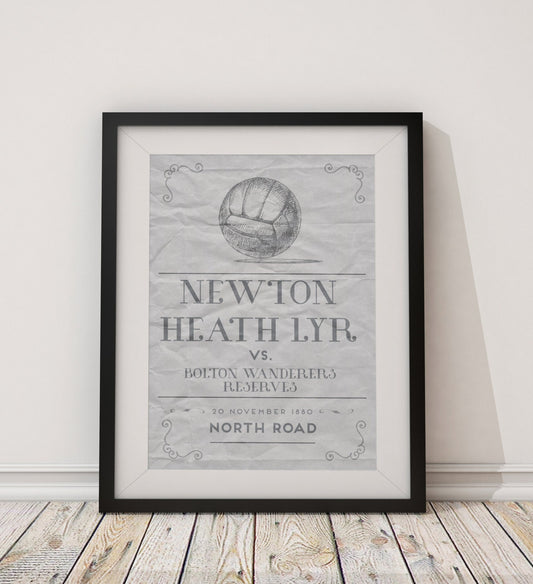 Manchester Utd  'First Game' vintage style poster print