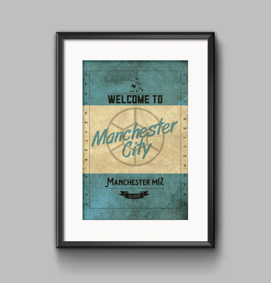 Manchester City vintage style poster print