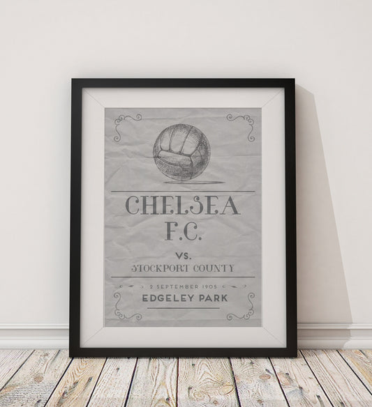 Chelsea 'First Game' vintage style poster print