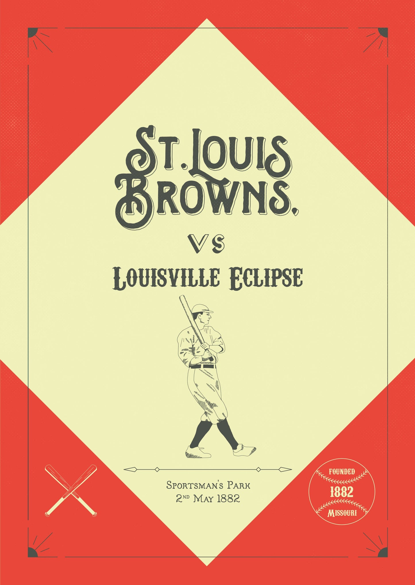 St. Louis Cardinals 'First Game' vintage style poster print