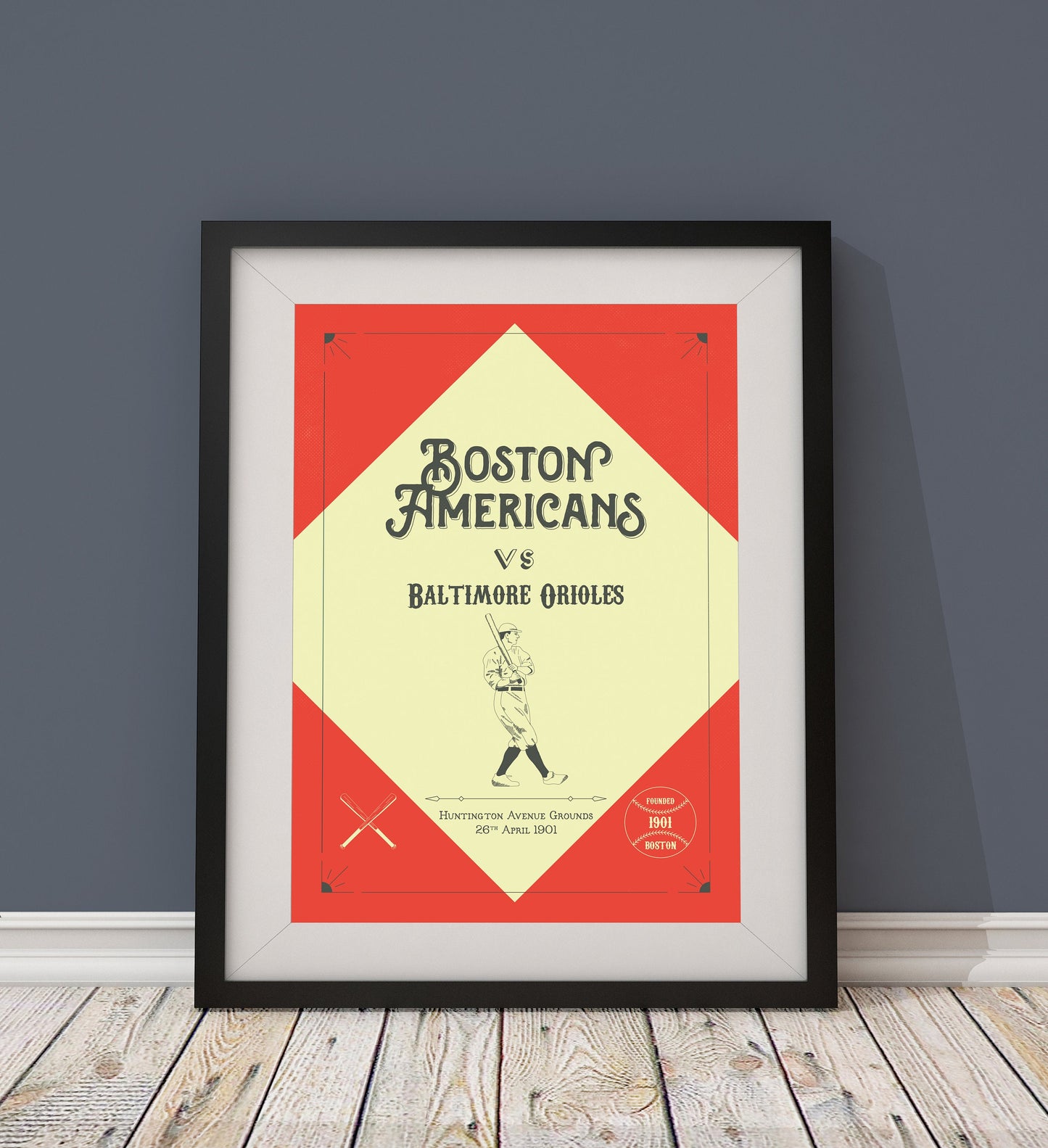 Boston Red Sox 'First Game' vintage style poster print