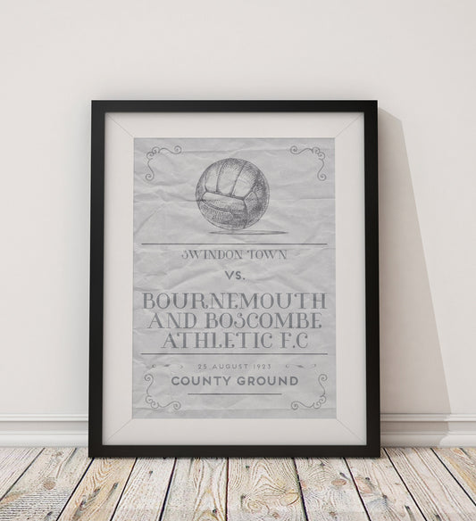 Bournemouth 'First Game' vintage style poster print