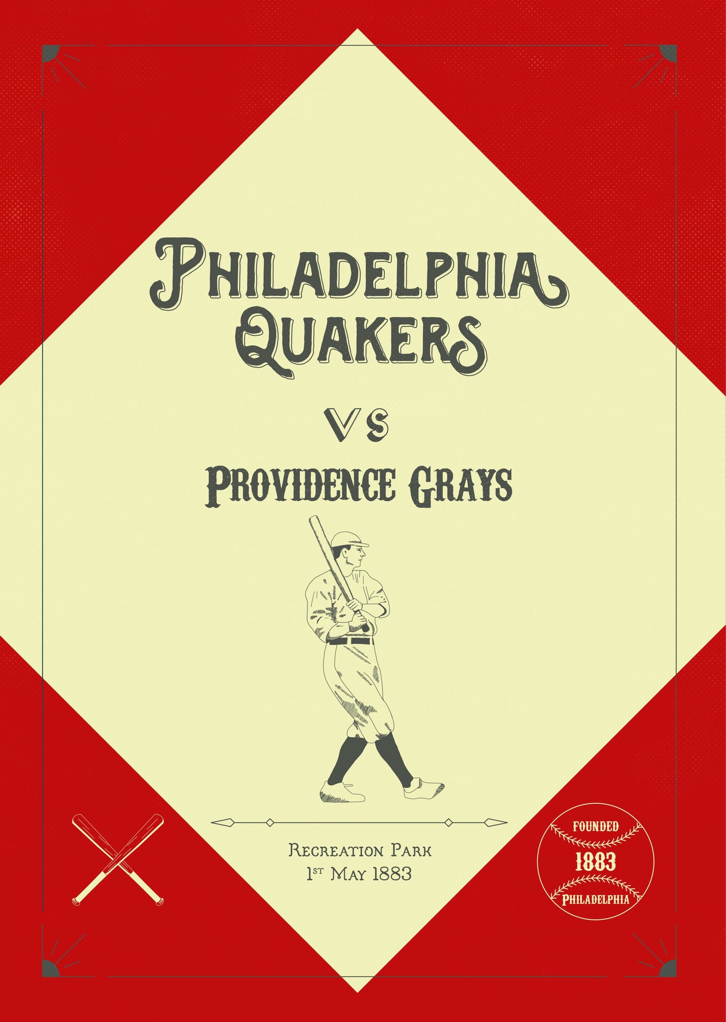Philadelphia Quakers 'First Game' vintage style poster print