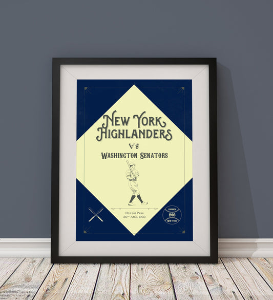 New York Yankees 'First Game' vintage style poster print