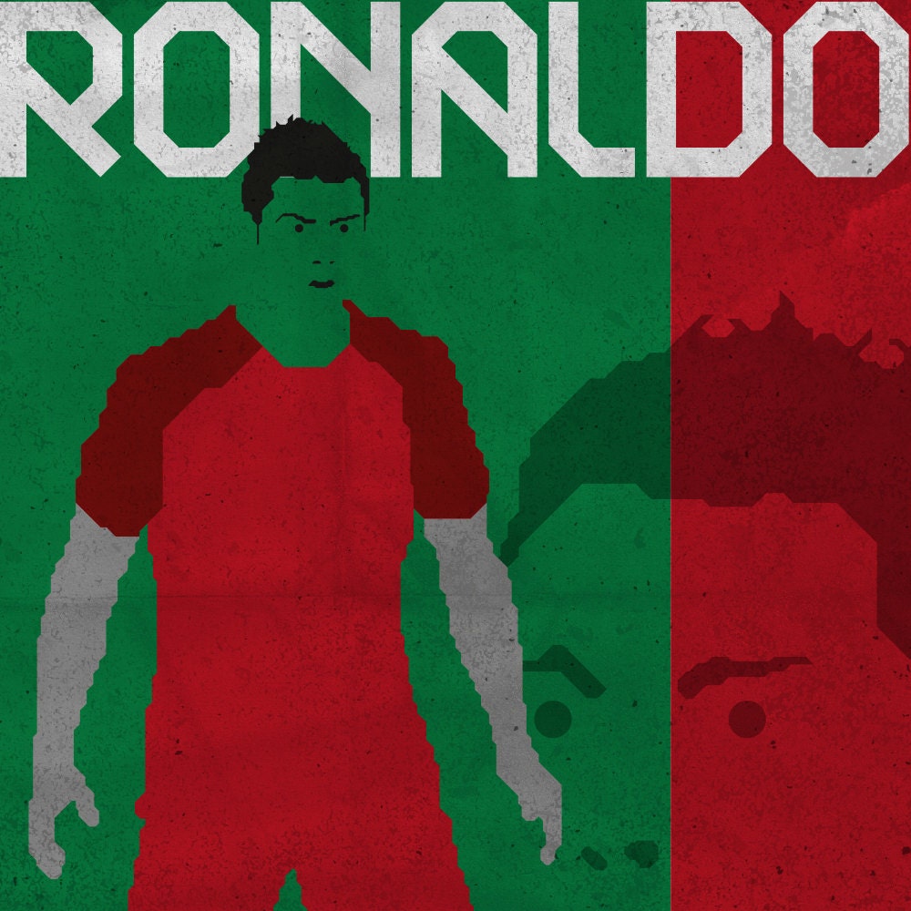 Portugal's Cristiano Ronaldo - A digital illustration Art Deco style print