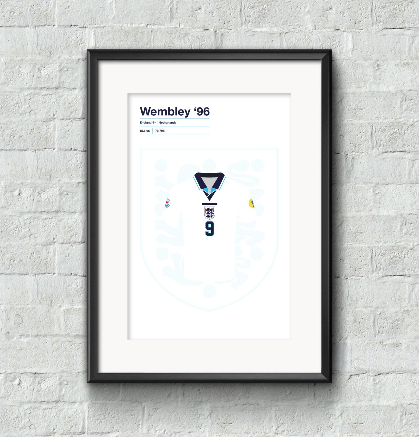 England v Netherlands Euro 96 poster print