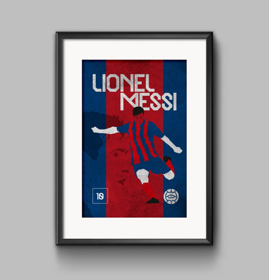 Barcelona's Lionel Messi - A digital illustration Art Deco style print
