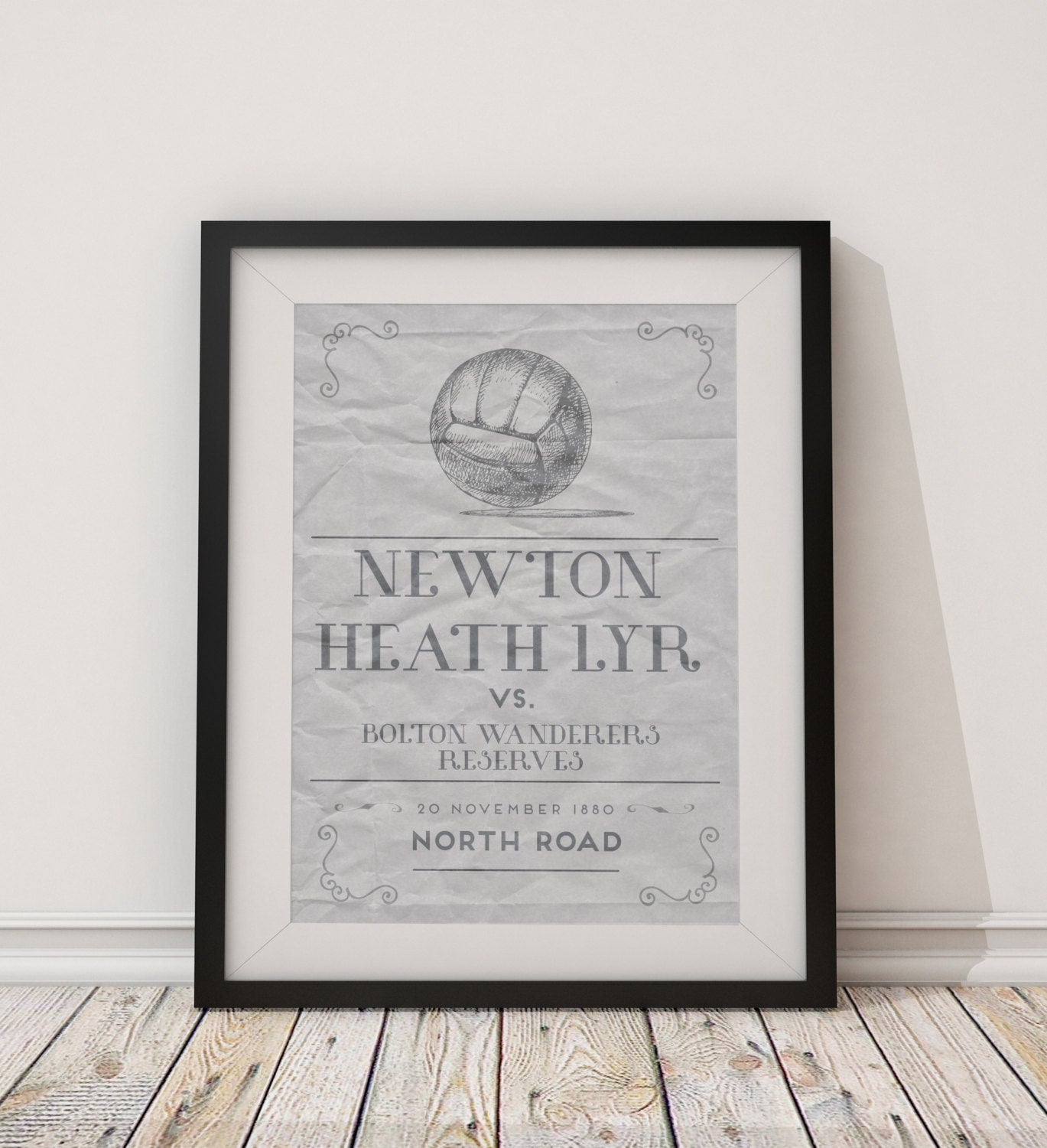 Manchester Utd  'First Game' vintage style poster print