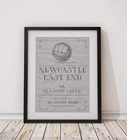 Newcastle United 'First Game' vintage style poster print